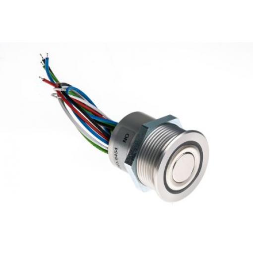 Schurter Tlačítkový spínač, řada: MCS 30 IP40, IP65, IP67 SPST Panel Okamžité Osvětlené 30 mm 125 mA, barva LED: Modrá,