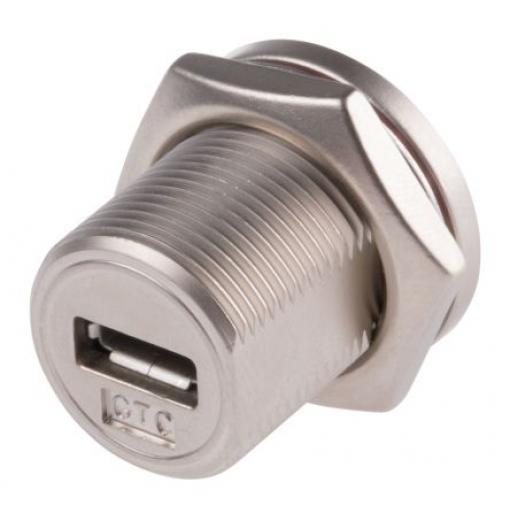 RS PRO Konektor USB, řada: EAN-13 2050003706 Vnitřní, počet portů: 1portový, orientace těla: Rovný Micro USB, Panel,