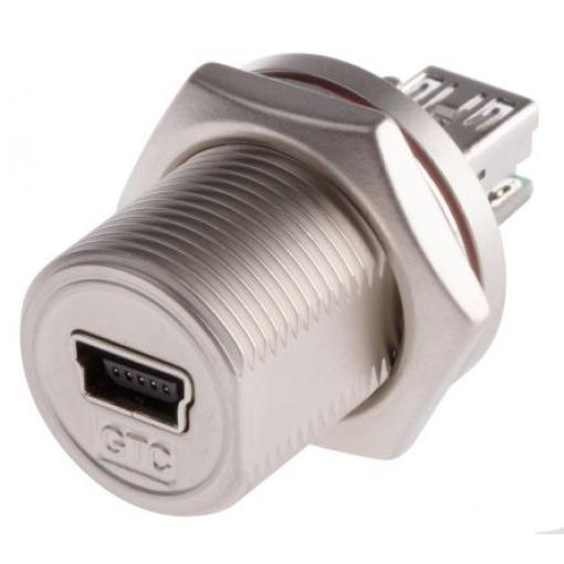 RS PRO Konektor USB, řada: GTC Sealed Vnitřní, počet portů: 1portový, orientace těla: Rovný USB typ B, 100 V, materiál