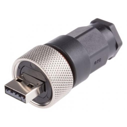 RS PRO Konektor USB, řada: GT Vnější, orientace těla: Rovný USB typu A, Kabel USB 2.0, IP67