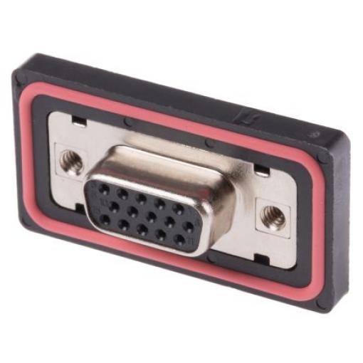 RS PRO Konektor D-Sub, řada: GTC Sealed, počet kontaktů: 15, orientace těla: Rovný, Montáž do panelu Vnitřní, D-SUB, 1.0