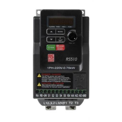 Měnič kmitočtu, řada: RS510 0.75 kW 1 599Hz 240 V ac IP20 RS PRO 4.3 A