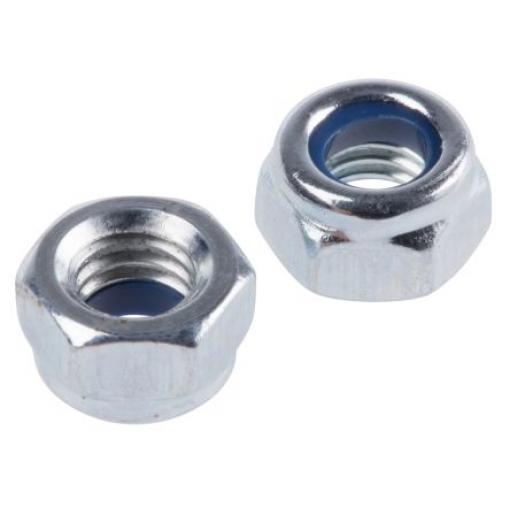 RS PRO Pojistná matice, šířka: 8 mm, Lesklý zinek, Ocel, Nylonová vložka, M5