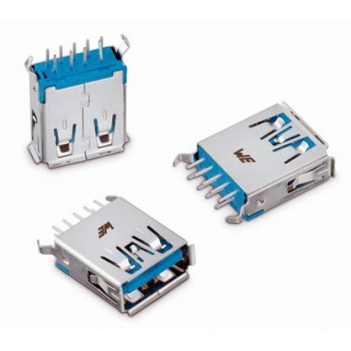Wurth Elektronik Konektor USB, řada: WR-COM Vnější, počet portů: 1portový, orientace těla: Rovný USB typu A, 30 V,