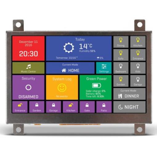 Barevný displej LCD, řada: mikromedia HMI 4.3in Ne prostupný TFT SVGA 480 x 272pixely podsvícení LED MikroElektronika