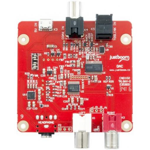 Vývojová sada pro převod signálu DAC for PCM5102A, pro použití s: Raspberry Pi, klasifikace: Přídavná deska JustBoom Pi