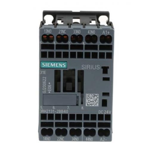 Siemens 3 NO, 1 NC Relé stykače napětí ve vinutí 24V dc 10 A 690V ac s 3 NO, 1 NC kontakty 24V dc, rozsah: 3RH2