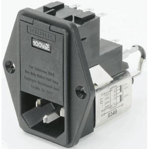Schaffner Filtr IEC 6A IEC/EN 60939 Vnější, Montáž do panelu 5 x 20 mm, 250 V ac, 0/400 Hz Pájecí, 85 °C 2, -25 °C