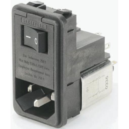 Schaffner Filtr IEC 2A IEC/EN 60939 Vnější, Montáž do panelu, 250 V ac 2 póly, 50/400 Hz Pájecí FN389-2-21