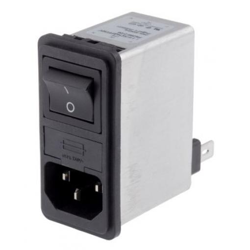 Schaffner Filtr IEC 2A C14 Vnější, Zacvakávací montáž 5 x 20 mm, 250 V ac 2 póly, 50/400 Hz Faston, 85 °C 2, -25 °C