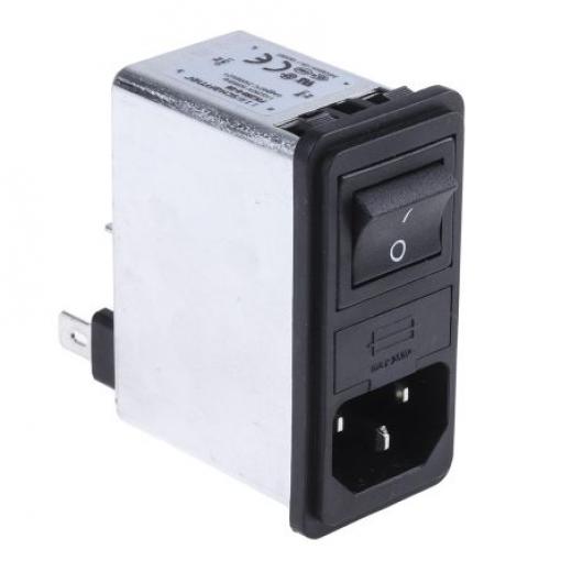 Schaffner Filtr IEC 6A C14 Vnější, Zacvakávací montáž 5 x 20 mm, 250 V ac 2 póly, 50/400 Hz Faston, 85 °C 2, -25 °C
