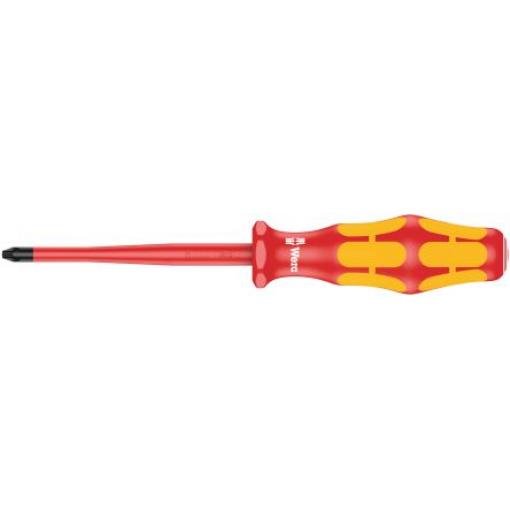 Izolovaný šroubovák, dělka lopatky: 80 mm Splňuje normu VDE/1000V Izolované hrot PH1, celková délka: 161 mm Wera