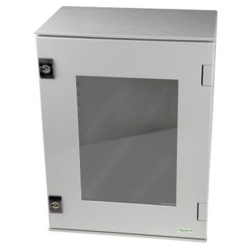 Schneider Electric Nástěnná krabice, řada: PanelSeT IP66 Polybutylentereftalát Šedá 436 mm Průhledné dveře 647 mm 250 mm
