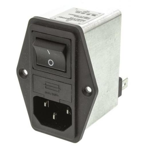 Schaffner Filtr IEC 1A, řada: FN28X C14 Vnější, Montáž do panelu 5 x 20 mm, 250 V ac 2 póly, 50/400 Hz Faston, 85 °C 2,