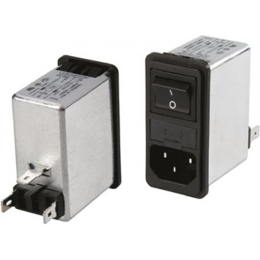 Schaffner Filtr IEC 4A C14 Vnější, Zacvakávací montáž 5 x 20 mm, 250 V ac 2 póly, 50/400 Hz Faston, 85 °C 2, -25 °C