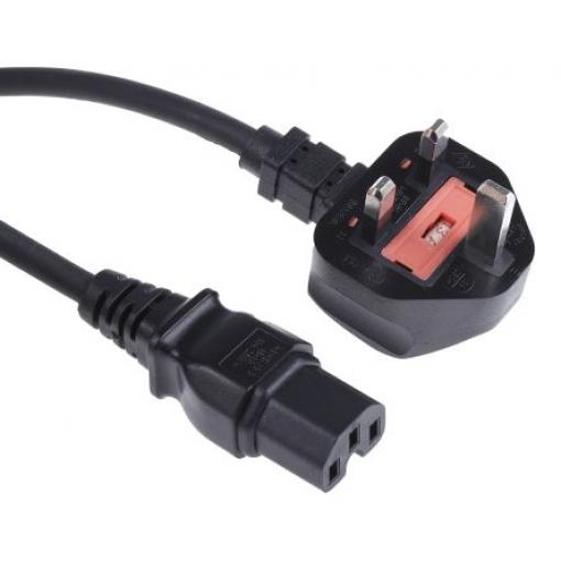 Napájecí šňůra 2 m, Černá, A: Rovný, B: BS1363 Pryž, 250 V RS PRO