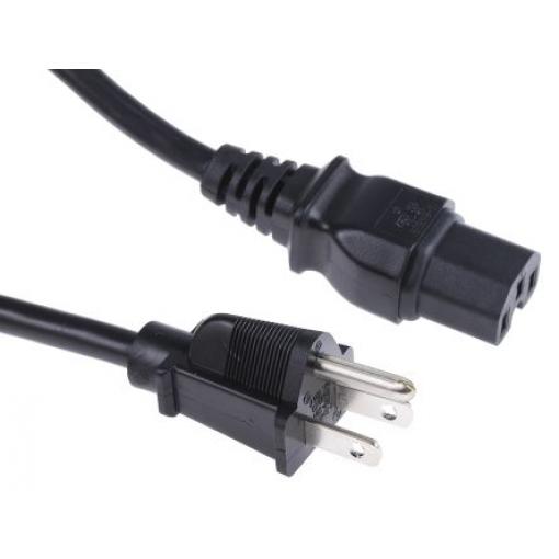 Napájecí šňůra 2 m, Černá, A: Rovný, B: NEMA 5-15 Polyvinylchlorid, 125 V RS PRO