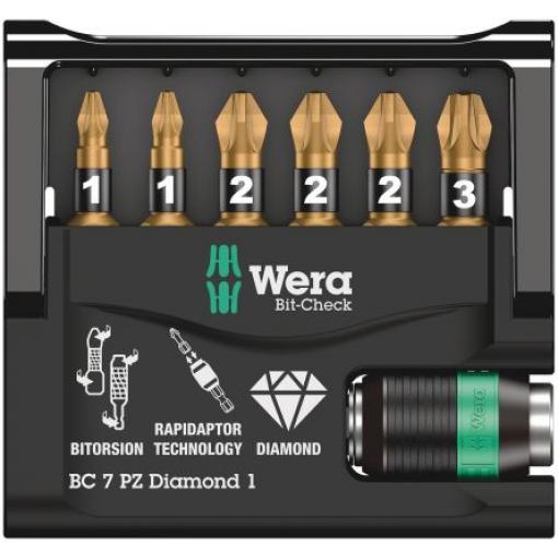 S diamantovým hrotem Sada bitů 1/4", PZ 1, PZ 2, PZ 3 7 kusů
