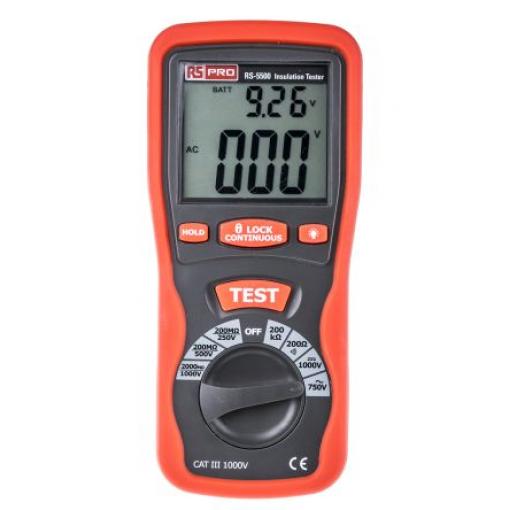 Tester izolace Tester izolace 250 V 1000 V, číslo modelu: RS5500 RS PRO 4000 mΩ, úroveň kategorie: CAT III