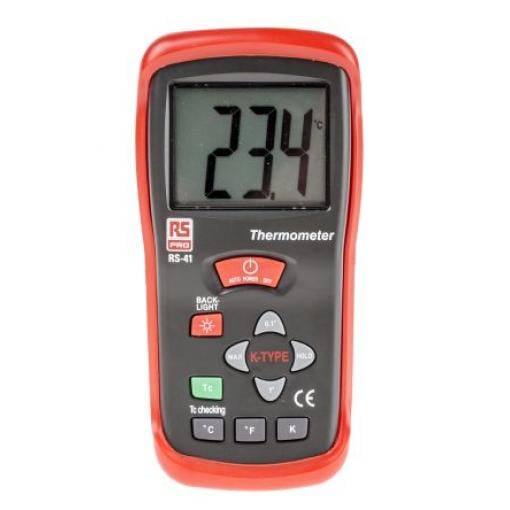 Digitální teploměr Kabelový, přesnost: ±0.5% + 1 °C, ±0.5% + 2 °F, ±1% + 2 K Kelvin, Fahrenheit, °C, F, typ sondy: K 1,