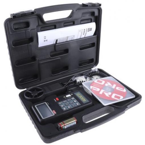 RS PRO Anemometr Teplota, Rychlost vzduchu, číslo modelu: AVM-09, typ sondy: Lopatka 45 m/s