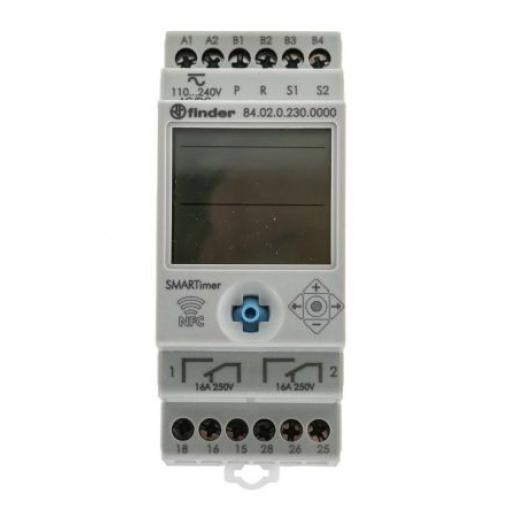 Finder Časovací relé, řada: 84 Lišta DIN DPDT 2kontaktové 110 to 240 V dc 110 V ac, 240 V ac Multifunkční funkce Šroub