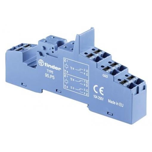 Finder Objímka relé pro Relé 40.51, relé 40.52, relé 40.61, relé 44.52, relé 44.62, časovač 86.30 250 V ac 95 Lišta DIN