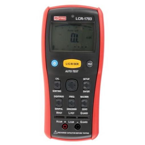 Měřič LCR, číslo modelu: LCR-1703 Ruční 20 mF 200 mΩ 20000 h 300 kHz RS PRO