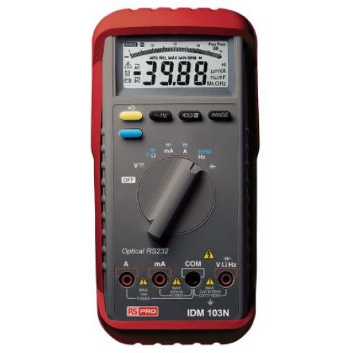 Digitální multimetr Ruční 10A ac 1000V ac, číslo modelu: IDM103N RS PRO, s ISO kalibrací