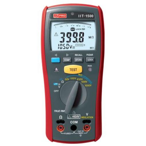 Tester izolace Tester izolace 50 V 1000 V, číslo modelu: IIT1500 RS PRO 200 GΩ, úroveň kategorie: KAT IV
