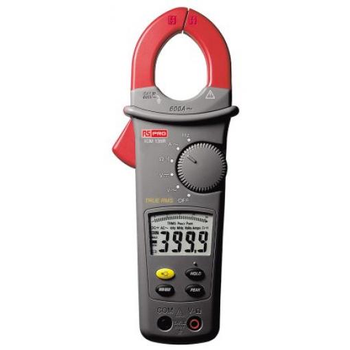Klešťový měřicí přístroj 999 V ac 600 V dc 999 A 400 Ω, úroveň kategorie: CAT III, typ displeje: LCD RS PRO ICM135R,