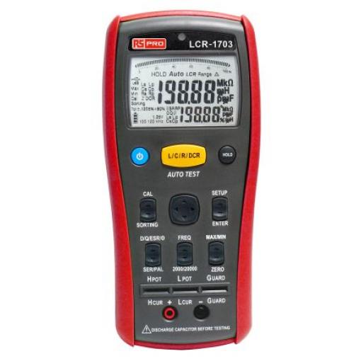 Měřič LCR, číslo modelu: LCR-1703 Ruční 20 mF 200 mΩ 20000 h 300 kHz RS PRO
