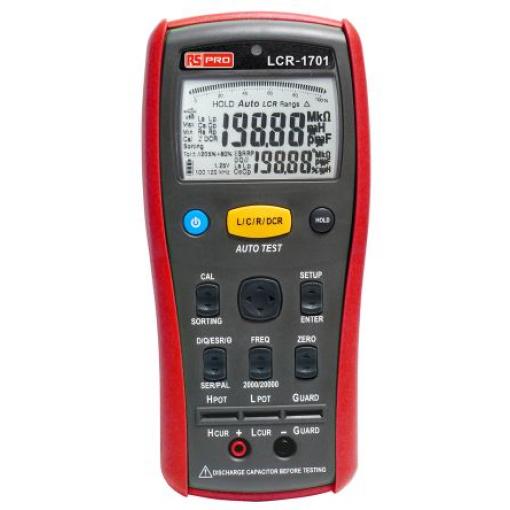 Měřič LCR, číslo modelu: LCR-1701 Ruční 20 mF 200 mΩ 20000 h 100 kHz RS PRO