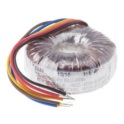 RS PRO Toroidní transformátor, počet výstupů: 2, primární napětí: 230 V ac, sekundární napětí: 2 x 25 V ac, Povrchová