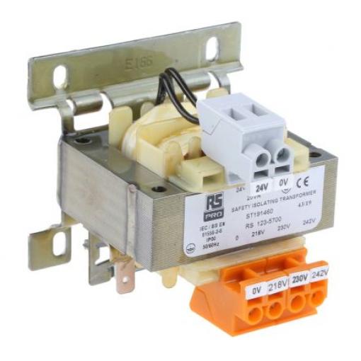 RS PRO Transformátor na lištu DIN 20 VA, primární napětí: 218 to 420 V ac, sekundární napětí: 24 V, 230 V ac, počet