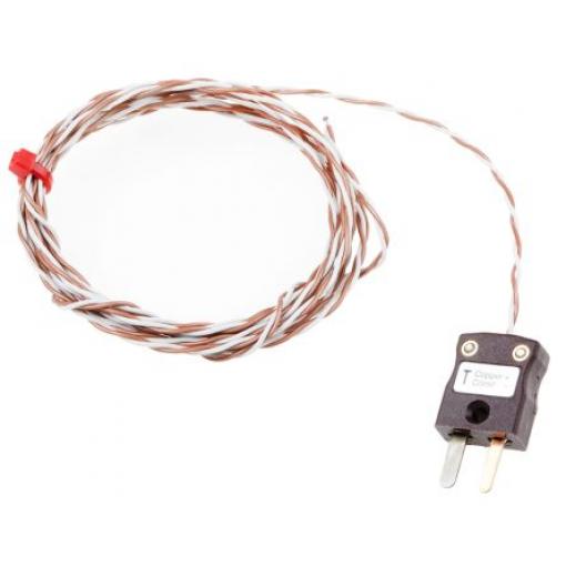 Termočlánek s odkrytým spojem 2 m kabel typ T Perfluoralkoxyalkan 2 m sonda, -75 °C 7 mm na 250 °C IEC, RoHS Compliant