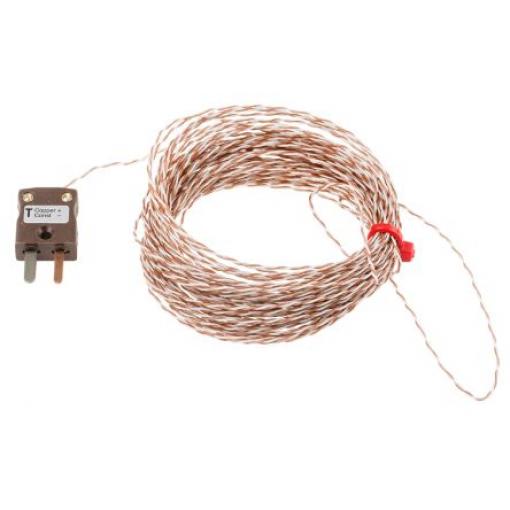 Termočlánek s odkrytým spojem 10 m kabel typ T Perfluoralkoxyalkan 10 m sonda, -75 °C 1/0.2 mm na 250 °C IEC, RoHS