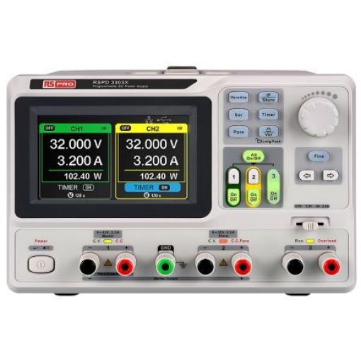 RS PRO Napájecí zdroj stolice Digitální, počet výstupů: 3výstupový 32V 3.2 A 220 W
