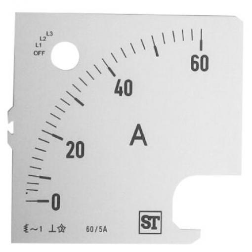 Sifam Tinsley Měřicí stupnice, Měřicí stupnice, pro použití s: Analogový panelový ampérmetr 96 x 96