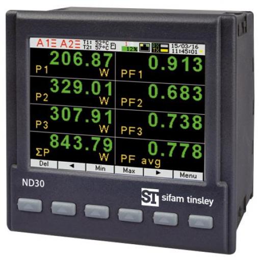 Elektroměr, řada: ND30 TFT LCD 3fázový Elektrické Impulzový výstup výška číslice 85 mm, výška výřezu: 96 mm, šířka
