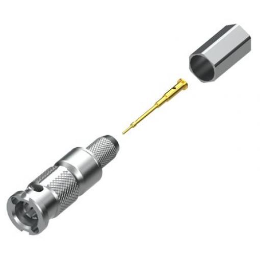 Samtec Koaxiální konektor, řada: HD-BNC Vnější, 75 Ω, orientace těla: Rovný, Kabel Konektory BNC Krimpovací, 6GHz 125 °C