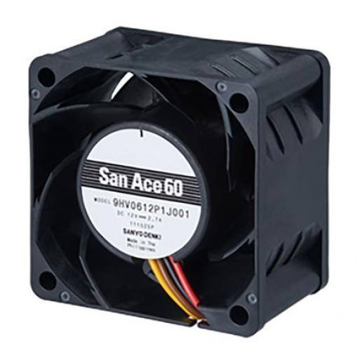 Sanyo Denki Axiální ventilátor, řada: San Ace 9HV, průtok vzduchu: 112.8 m³/h 32.4 W 12 V dc 2.7 A IP0 60 mm 60 mm 38 mm