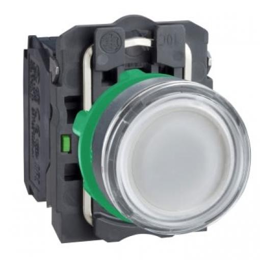 Schneider Electric Tlačítkový spínač, řada: Harmony XB5 SPDT Panel Vratná pružina Osvětlené 22 mm 10 A, barva LED: Bílá