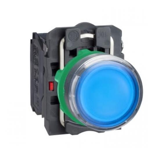 Schneider Electric Tlačítkový spínač, řada: Harmony XB5 SPDT Panel Vratná pružina Osvětlené 22 mm, barva LED: Modrá 240