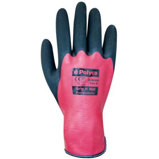 Polyco Healthline Pracovní rukavice Červená, Černá EN407:2004, EN388:2016 Latex, Nylon Ano Ano Latexová pěna Ano Ano Ne