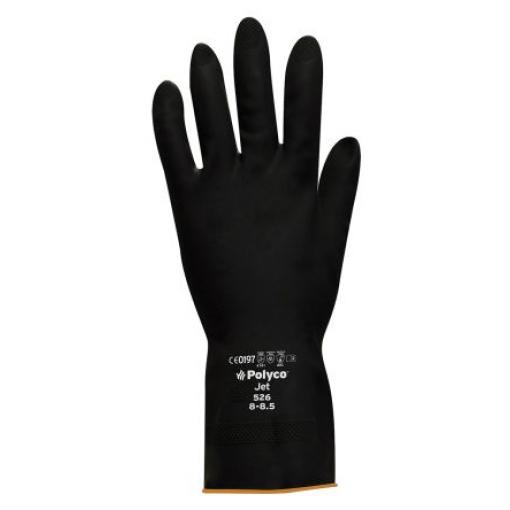 Polyco Healthline Pracovní rukavice EN 374 Chemické látky Černá CE Latex Ano Ano Ano Latex Ne 7 Jet Black