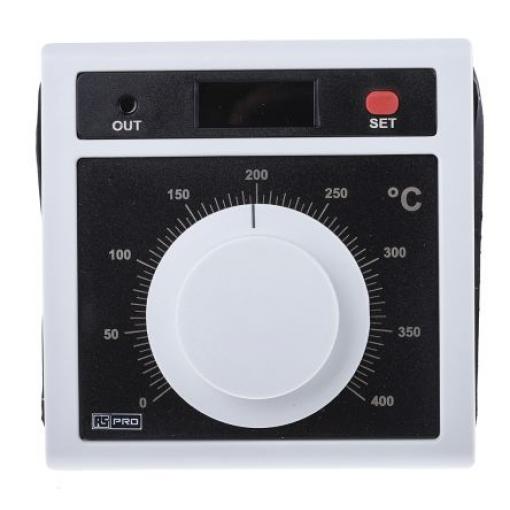 RS PRO Regulátor teploty s vypínačem, řada: 124-1044 Montáž do panelu, 400 °C, 0 °C, počet výstupů: 1, výstup: Relé 253V