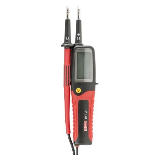 RS PRO Tester napětí, typ displeje: LCD, IP65, číslo modelu: IVT-20 750V ac/dc Kontrola spojitosti, Baterie Tensilica