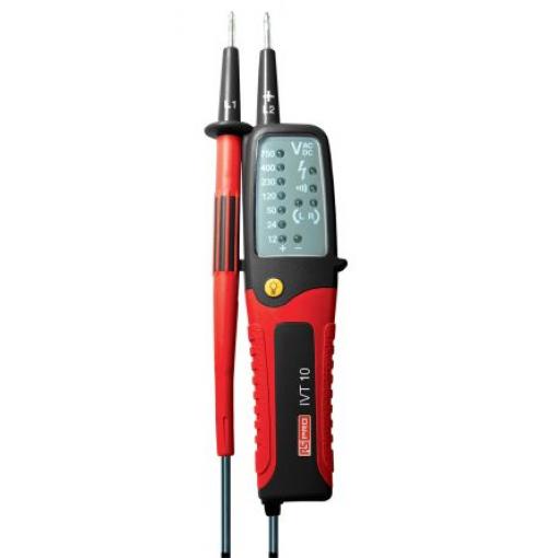 RS PRO Tester napětí, typ displeje: LED, IP65, číslo modelu: IVT-10 750V ac/dc Kontrola spojitosti, Baterie Tensilica