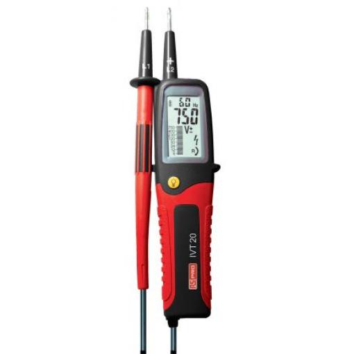RS PRO Tester napětí, typ displeje: LCD, IP65, číslo modelu: IVT-20 750V ac/dc Kontrola spojitosti, Baterie Tensilica
